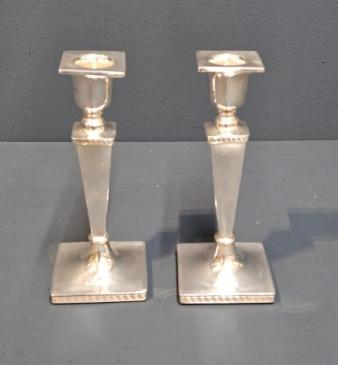 Pair of George V Period Walker & Hall Silver Candlesticks