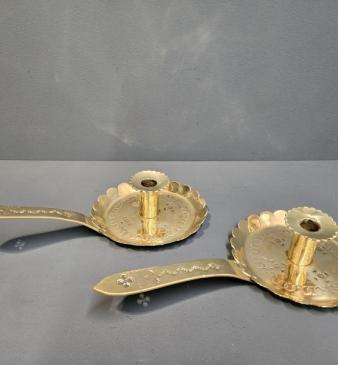 Pair of Brass Arts and Crafts Chamber Sticks