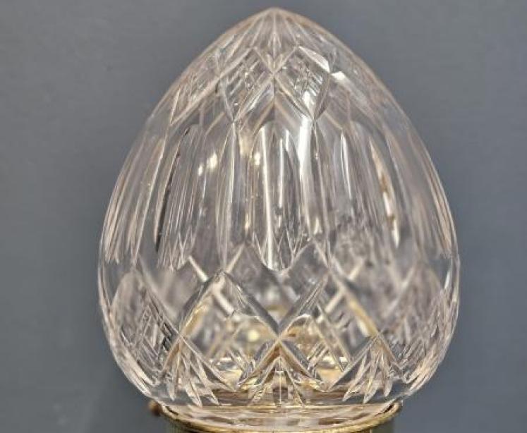 Edwardian Reeded Column Lamp and Crystal Shade - Image 2