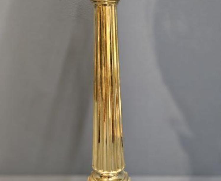 Edwardian Reeded Column Lamp and Crystal Shade - Image 5