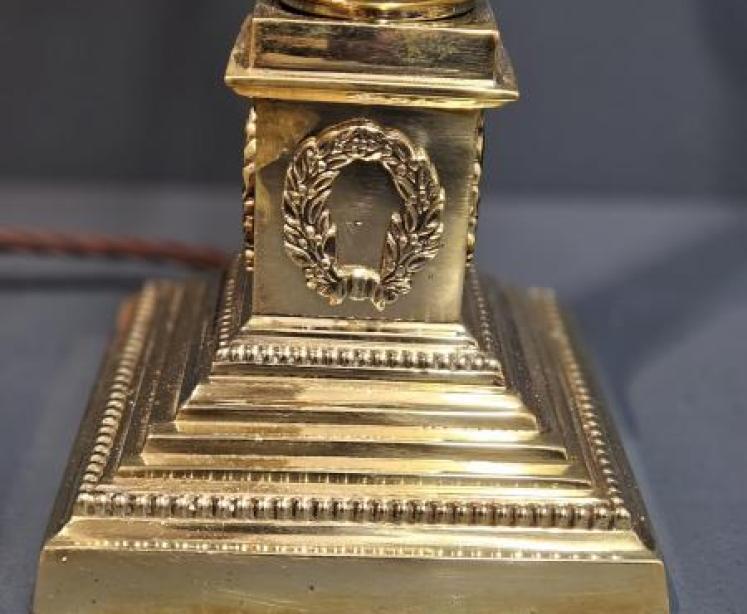 Edwardian Reeded Column Lamp and Crystal Shade - Image 6