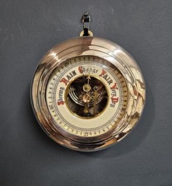 Edwardian Silver and Mahogany Cased Barometer