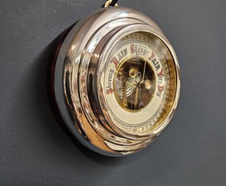 Edwardian Silver and Mahogany Cased Barometer - Image 2