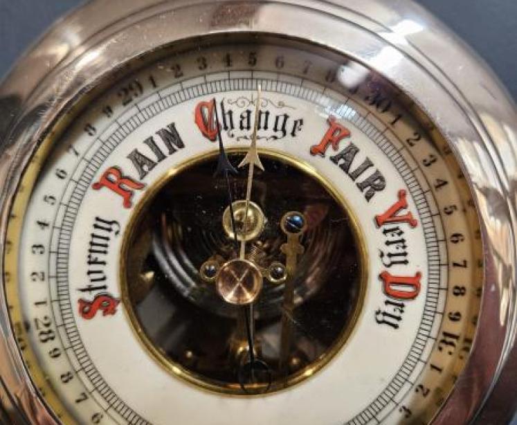 Edwardian Silver and Mahogany Cased Barometer - Image 3