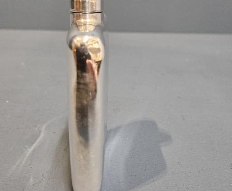 George V Period Silver Curved Hip Flask - Image 6