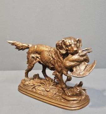 Superb Bronze of a Retriever Paul Edouard Delabrierre
