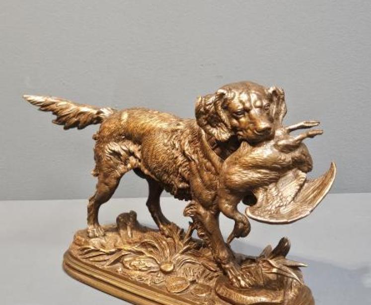 Superb Bronze of a Retriever Paul Edouard Delabrierre - Image 1