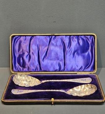 Pair of Edwardian Silver Berry Spoons