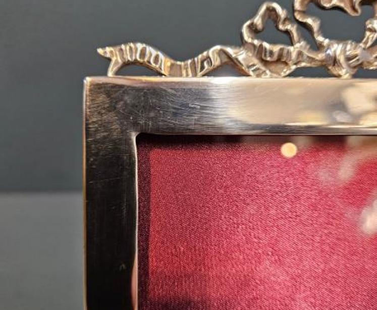Edwardian Silver Photo Frame With Ribbon Crest - Image 5