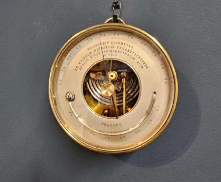 Skeletonised Marine Barometer with Thermometer - Image 1