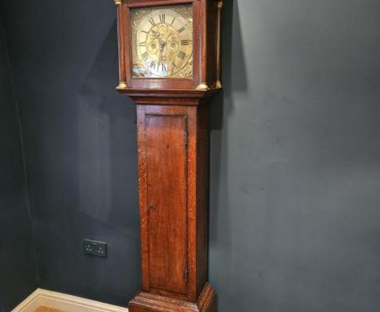 Small Proportion George II Oak Longcase Clock - Image 4