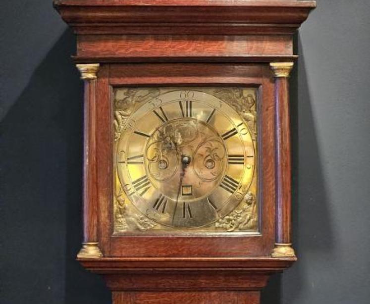 Small Proportion George II Oak Longcase Clock - Image 5