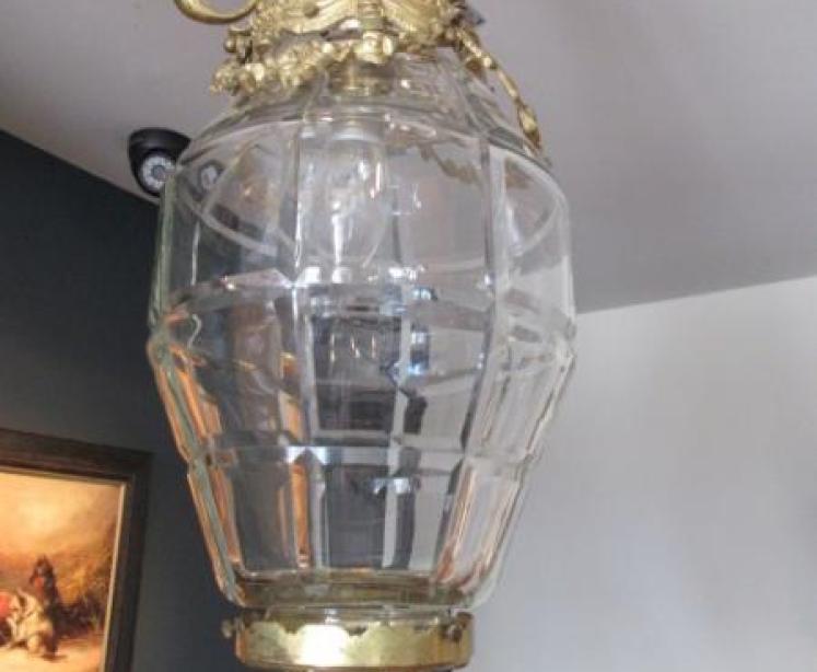 Edwardian Crystal Cut Glass Hall Lantern - Image 2