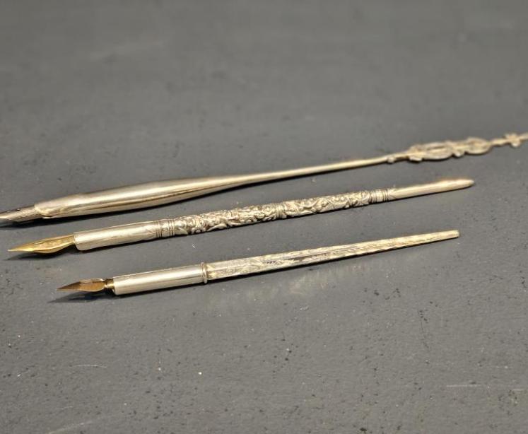 Collection of 3 Victorian Silver nib Pens - Image 1