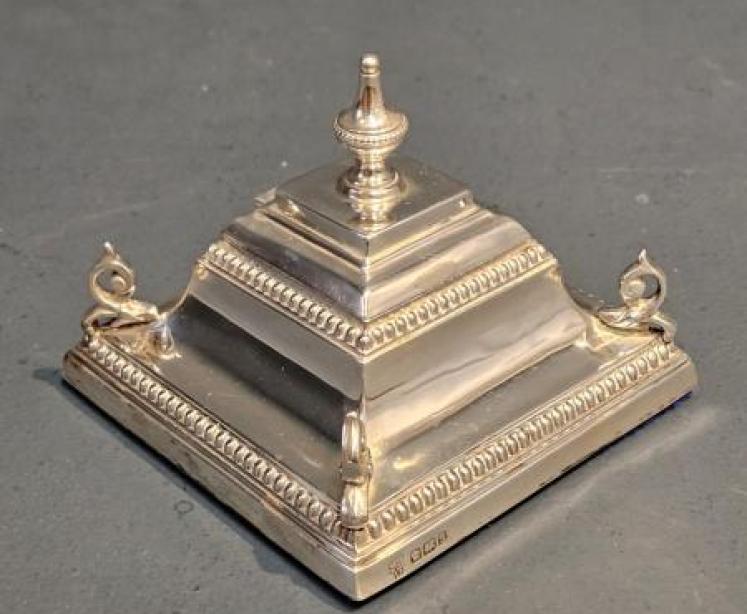 Edwardian Silver Inkwell  - Image 2