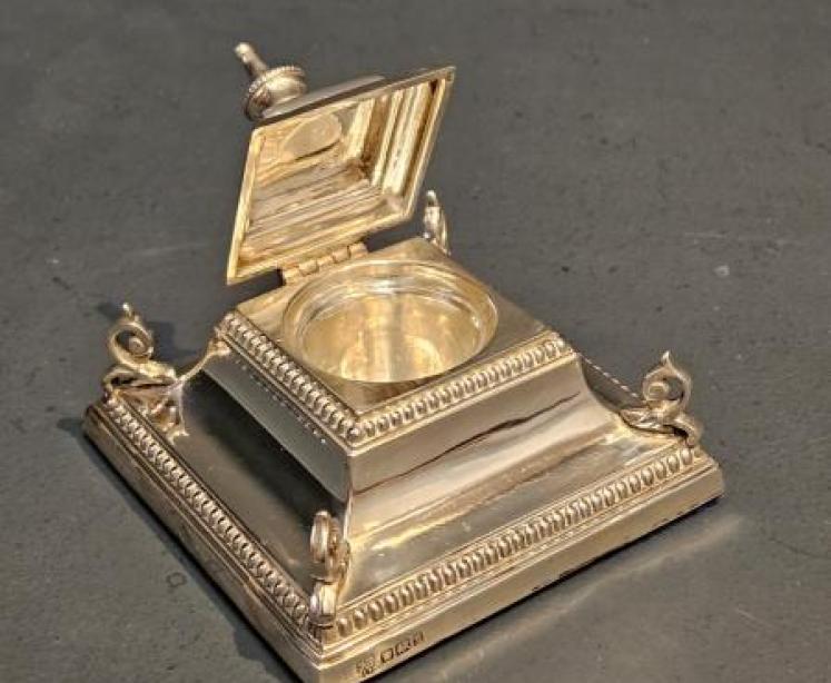 Edwardian Silver Inkwell  - Image 4