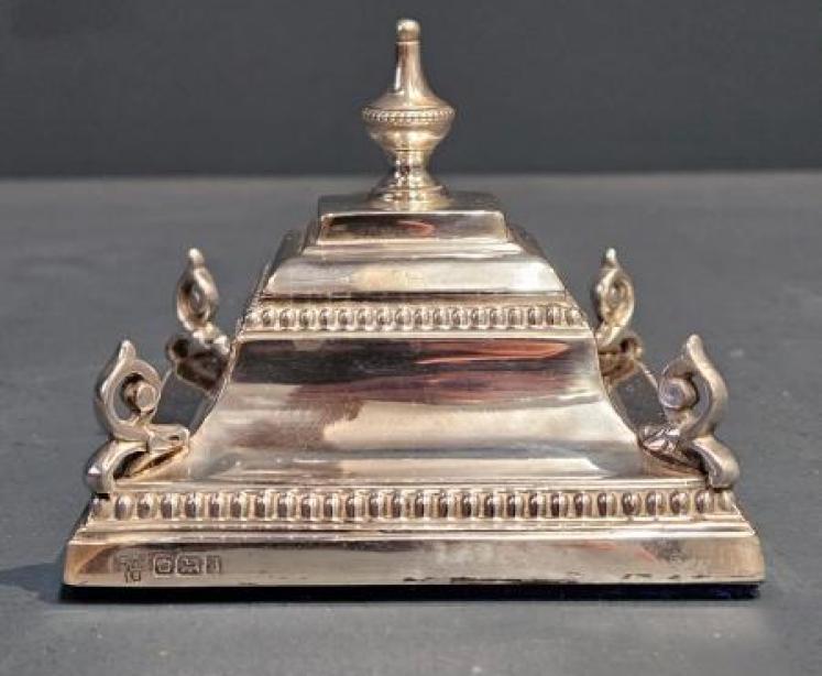 Edwardian Silver Inkwell  - Image 5