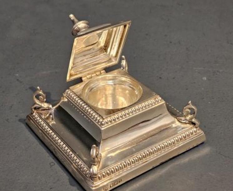 Edwardian Silver Inkwell  - Image 6