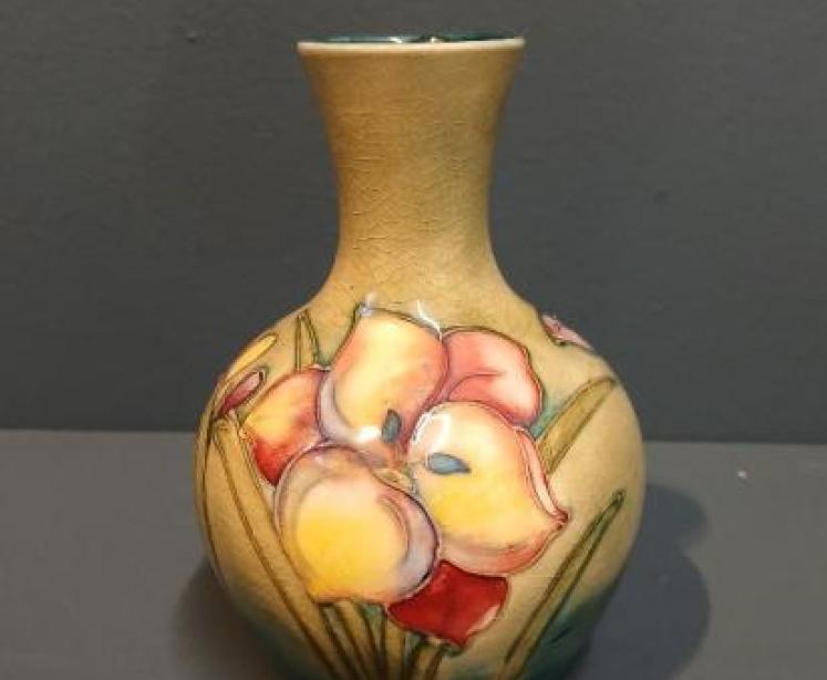 Moorcroft Freesia on Green Ground Vase - Image 1