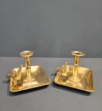 Pair of Victorian Brass Chamber Sticks