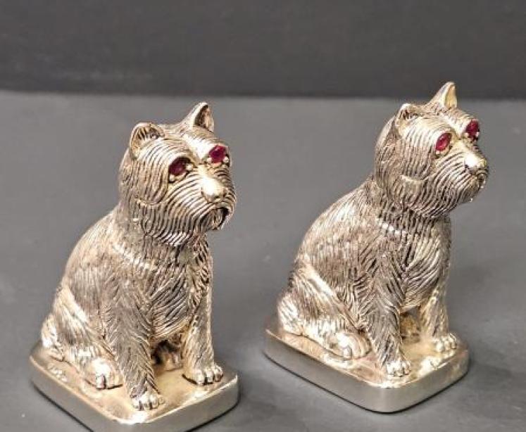 Pair of Silver Terrier Salt and Peppers - Image 1