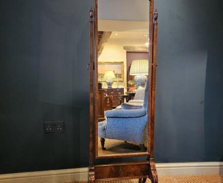 Edwardian Walnut Cheval Mirror - Image 1