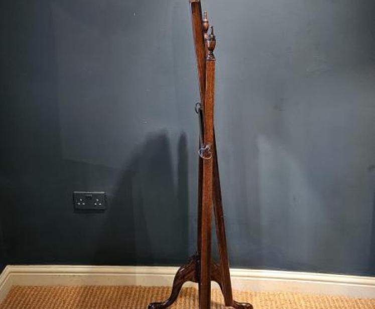 Edwardian Walnut Cheval Mirror - Image 3