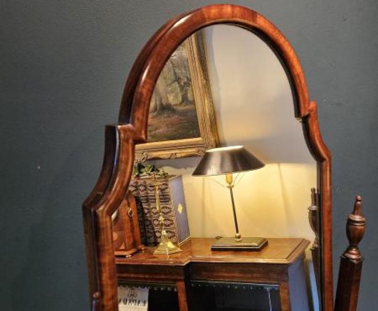 Edwardian Walnut Cheval Mirror - Image 4