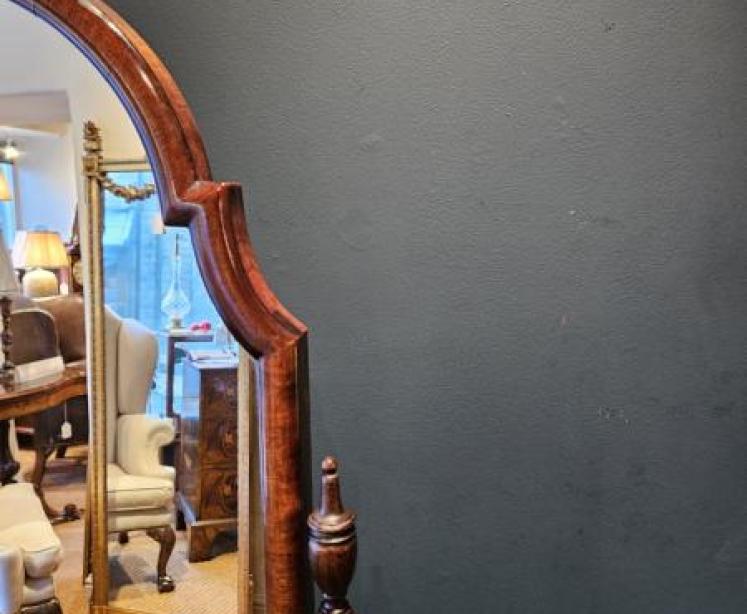 Edwardian Walnut Cheval Mirror - Image 5