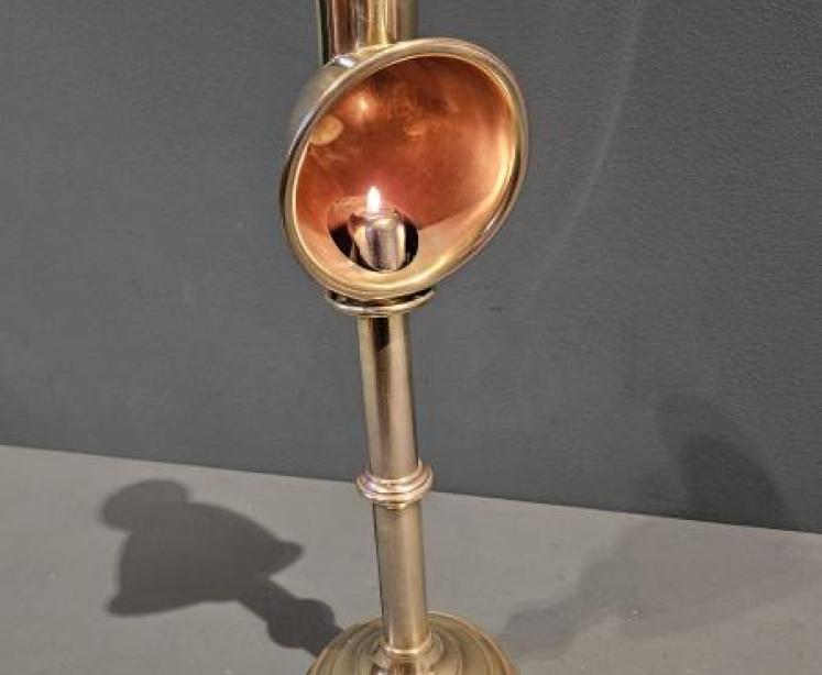 Victorian Brass Student Candle Lamp - Image 5