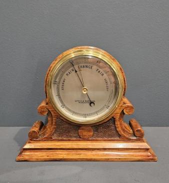 Victorian Oak Desktop Barometer by Lynch and Bateman