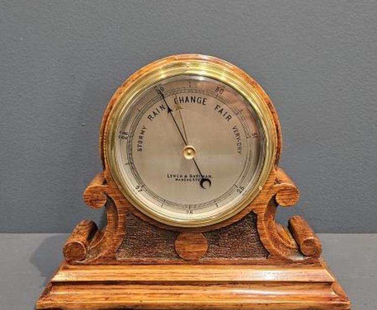 Victorian Oak Desktop Barometer by Lynch and Bateman - Image 1