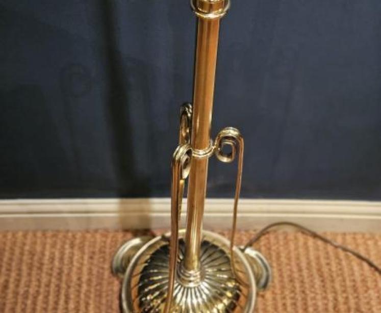 Edwardian Brass Rise and Fall Lamp Standard - Image 2