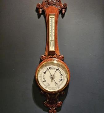 Oak Victorian Banjo Barometer