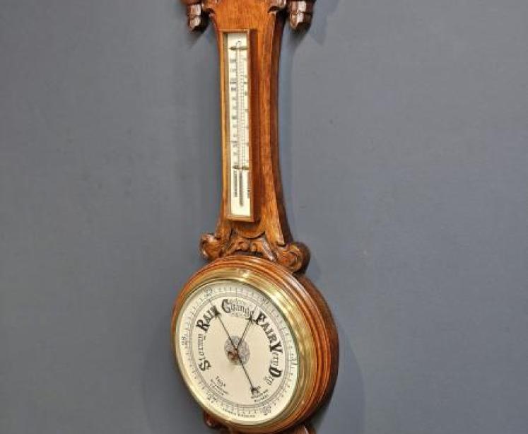 Oak Victorian Banjo Barometer - Image 2