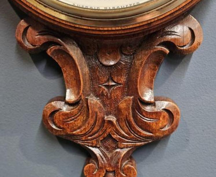 Oak Victorian Banjo Barometer - Image 4