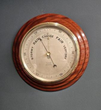 Victorian Turned Walnut Barometer by A Franks of Manchester