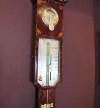 Fine George III Period Sheraton Inlaid Stick Barometer