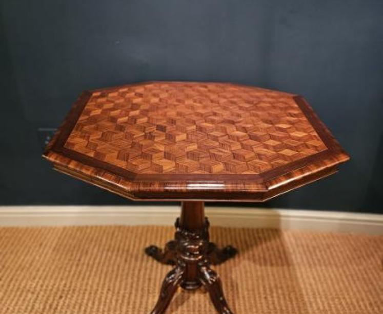 Superb Victorian Parquetry Walnut Snap Top Table - Image 1