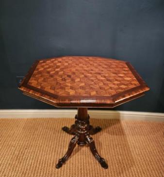 Superb Victorian Parquetry Walnut Snap Top Table