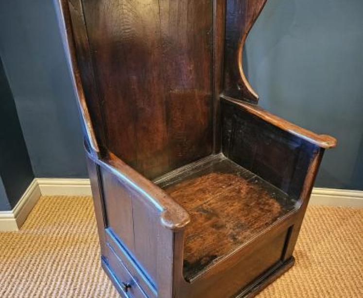 Superb George II Oak Lambing Chair - Image 5