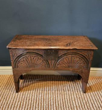 Small Period Oak Six Plank Coffer