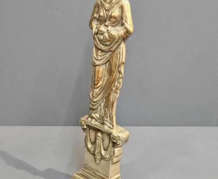 Victorian Weighted Brass Grecian Lady Door Stop - Image 3