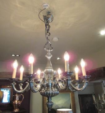Superb Edwardian Period Bronze Nickel Plated Chandelier