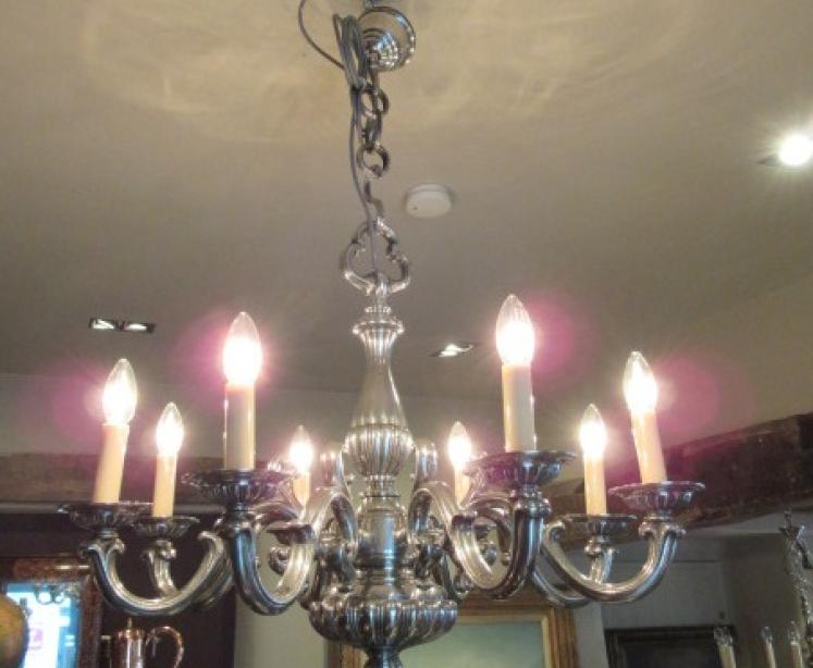 Superb Edwardian Period Bronze Nickel Plated Chandelier - Image 1