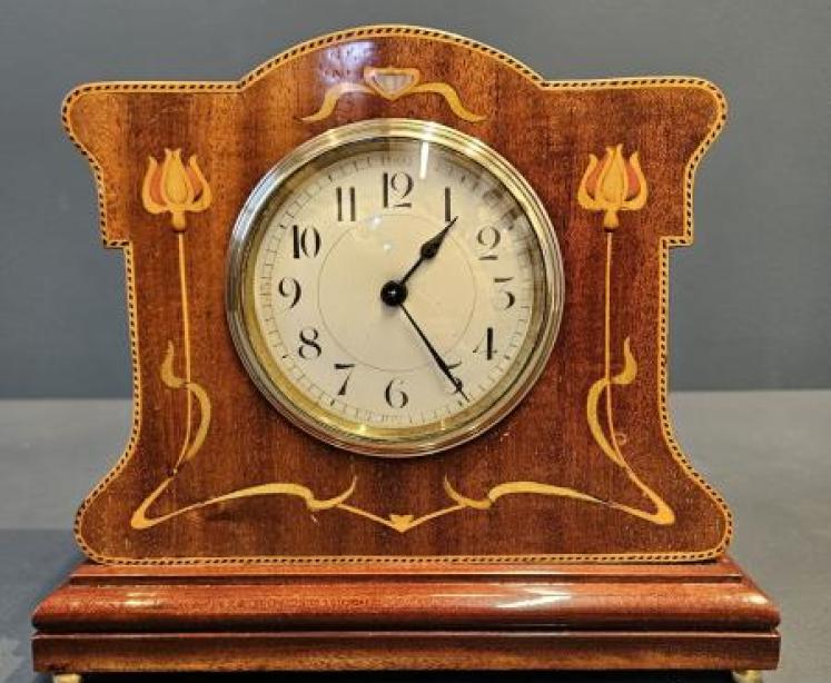 Superb Art Nouveau Inlaid Mantel Clock  - Image 1