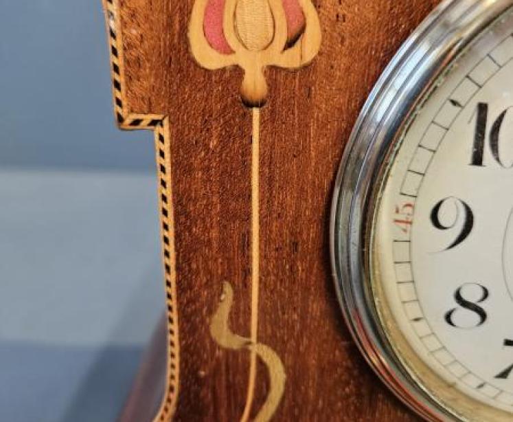 Superb Art Nouveau Inlaid Mantel Clock  - Image 2