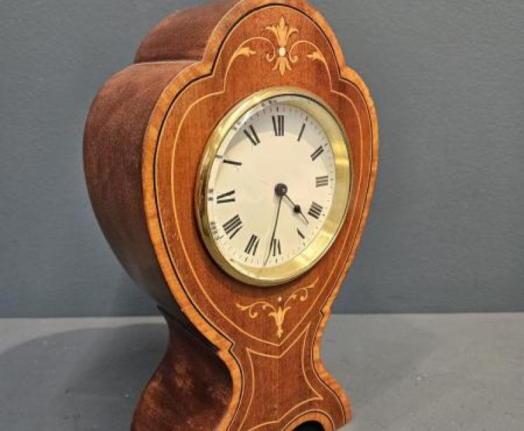 Edwardian Sheraton Inlaid Mantel Clock - Image 3