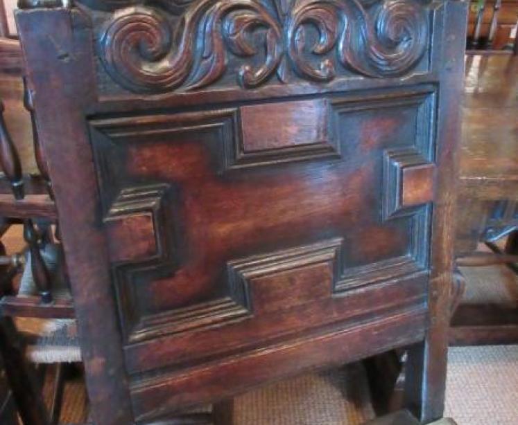Very Original Pair of Early Period Oak Hall Chairs - Image 3