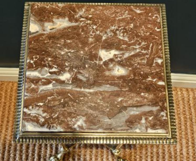 Victorian Brass Marble Topped Lamp or Plant Stand - Image 2